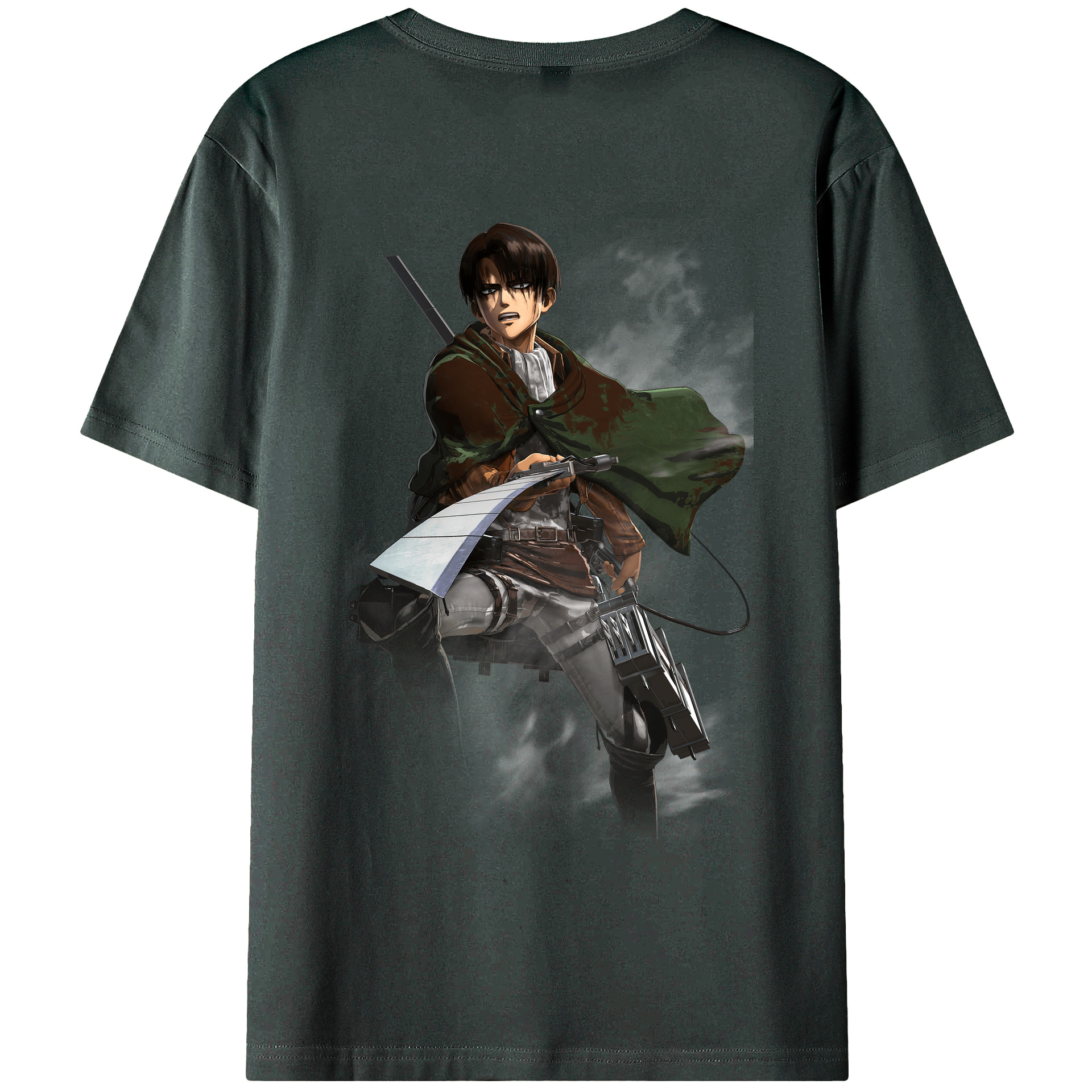 （画像用） 進撃の巨人 リヴァイ·アッカーマン Attack on Titan Levi Ackerman 綿100％ メンズ半袖Tシャツ（バックプリント） 通気性